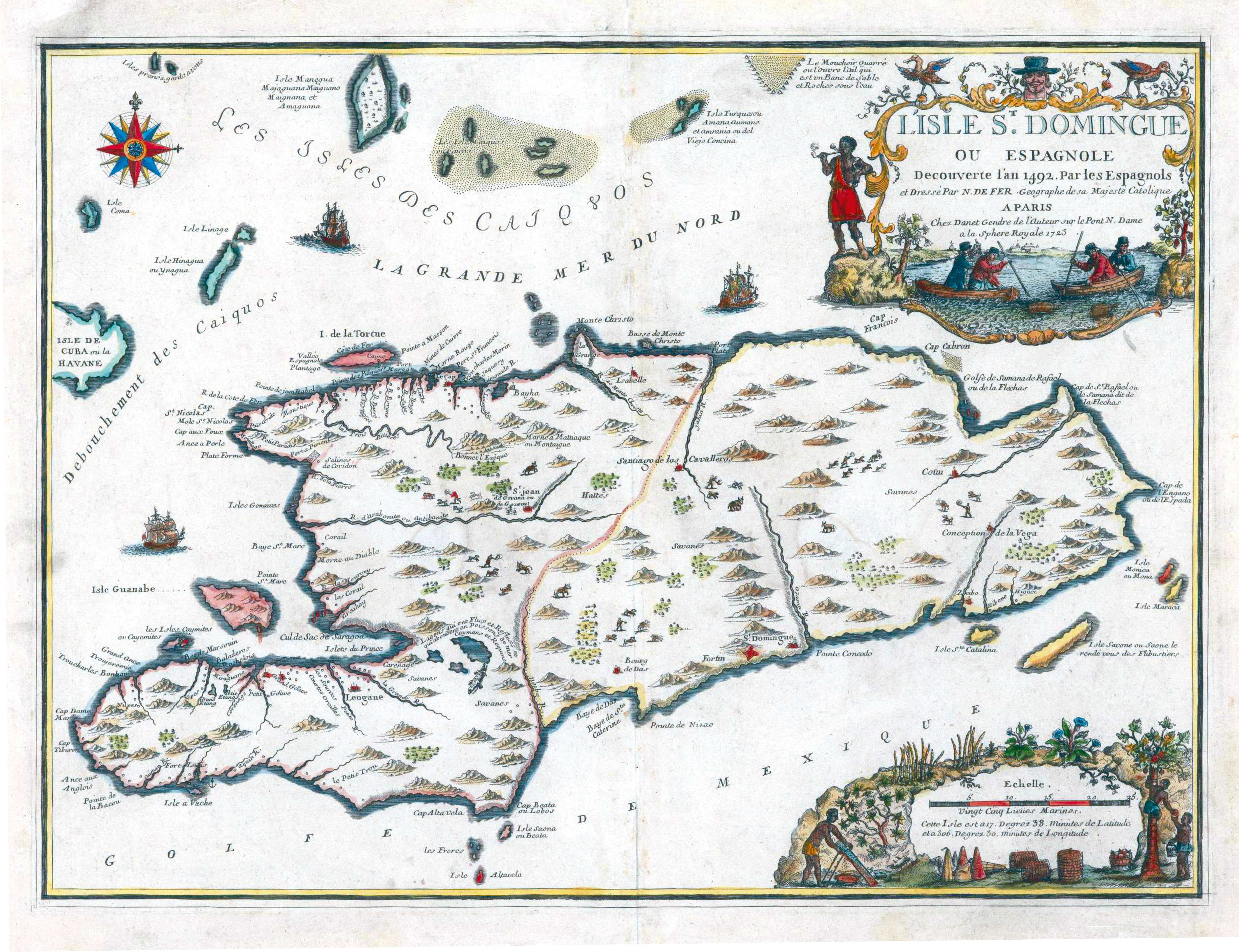 Francuska mapa Hispanioli (Santo Domingo) Nicolasa de Fer