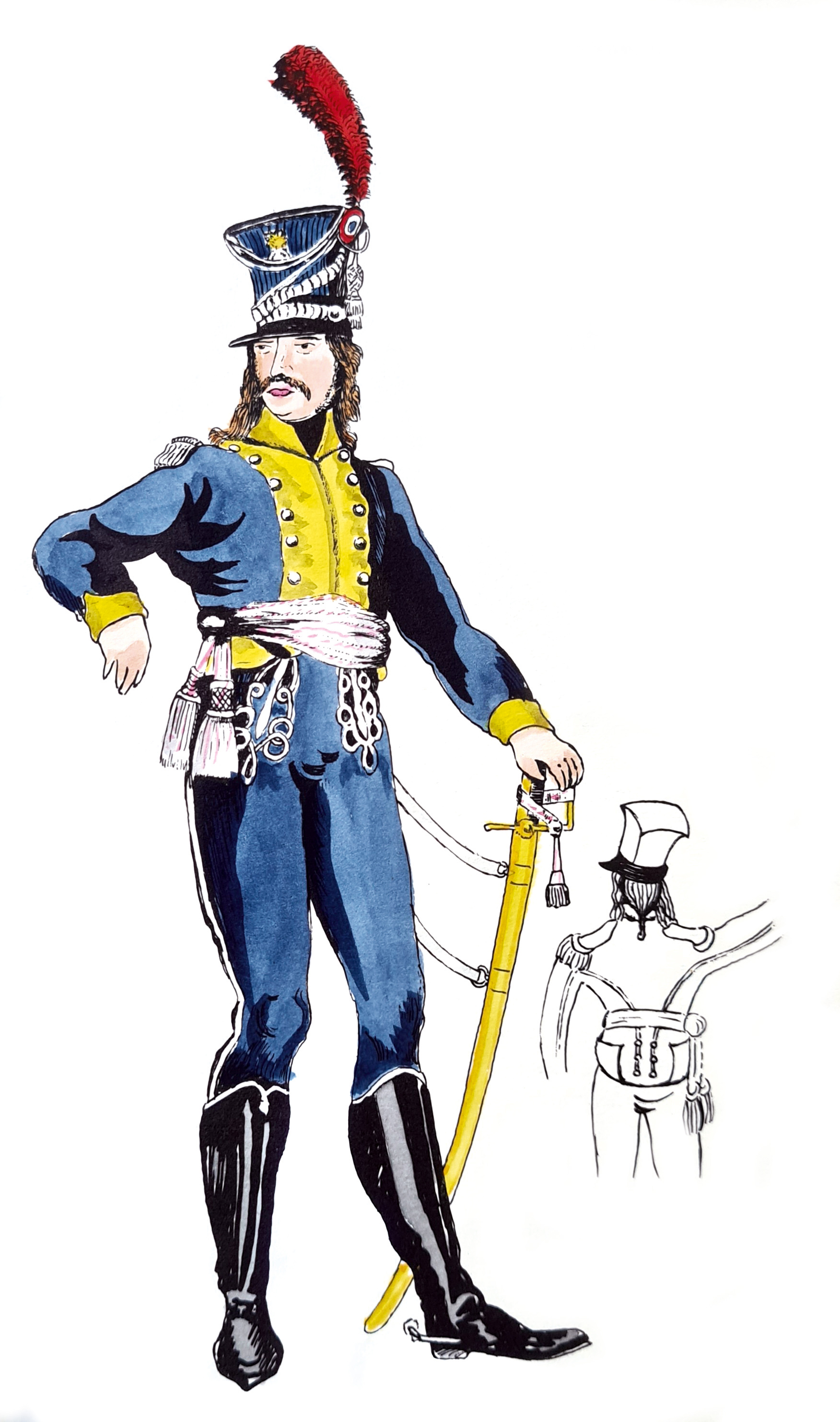 Oficer kompanii grenadierskiej (o czym świadczy gorejący granat na rogatywce) ze 114. półbrygady, mal. C. Hamilton Smith. Fot. Victoria and Albert Museum w Londynie
